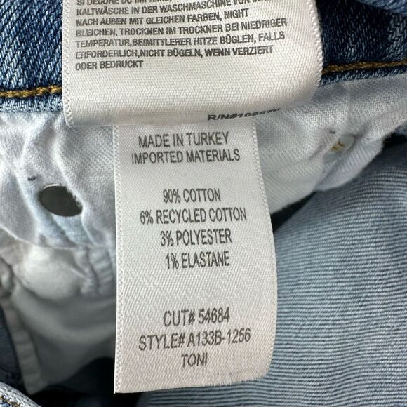AGOLDE Toni Mid Rise Straight Jean Size 27 Distressed Hem Blue Minimalist - Picture 6 of 12